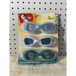 Speedo Adult Swim Goggles 3-Pack Solar Intro Goggles Anti-Fog UV Protection